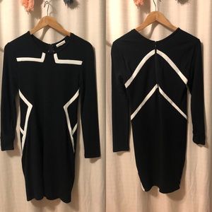Ecoskin | bodycon long sleeve black dress star